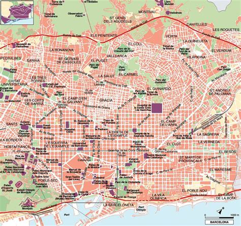 detailed map of barcelona spain.